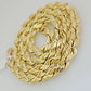 10K Yellow Gold Rope Chain Necklace 8mm 24 Inch REAL 10kt Diamond Cuts For Mens