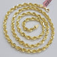 Solid 14k Gold Rope Chain Necklace 26 Inch 6mm Real 14kt Yellow Gold Diamond Cut