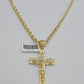 Real 10k Gold Rope Chain Jesus Cross Charm SET 4mm 26'' Necklace & Pendant Men's