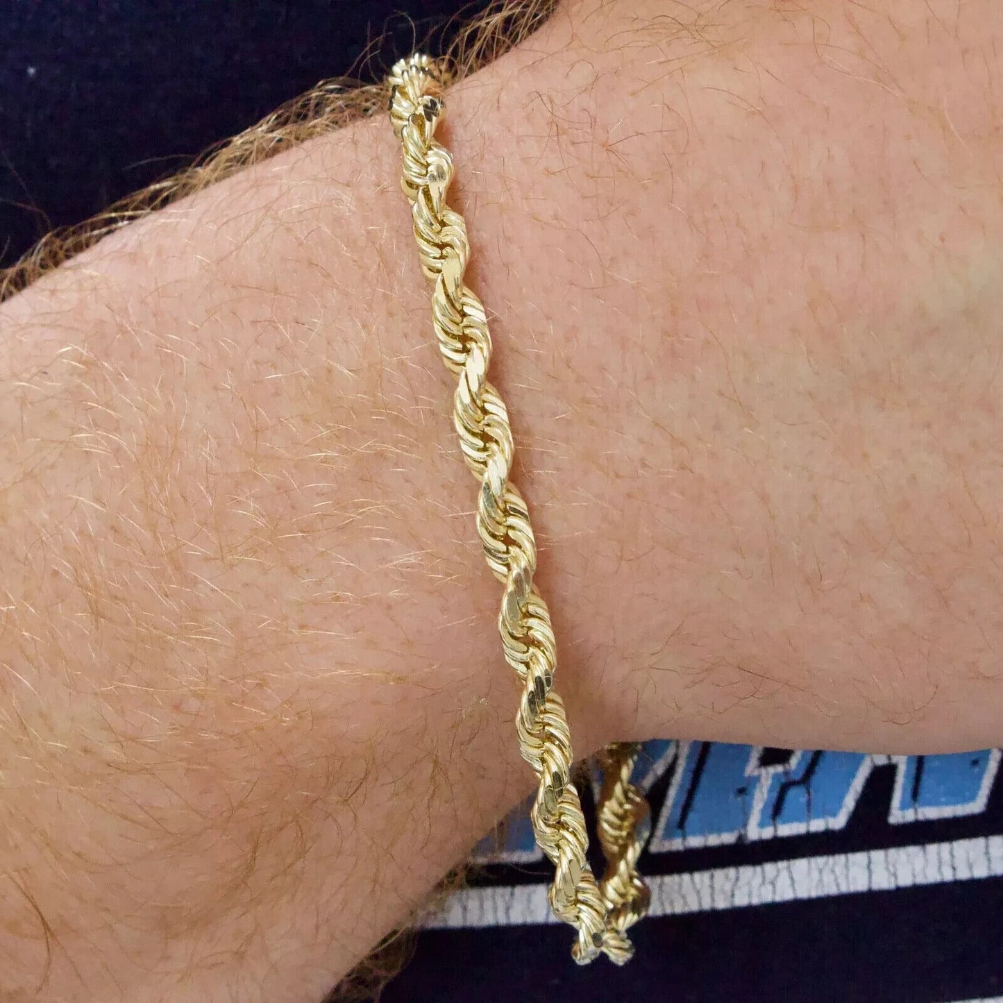 Real 10k Yellow Gold Rope Bracelet 9 Inch 5mm SOLID Diamond Cuts Men Women 10KT