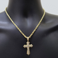 14k Yellow Gold Cross Charm Rope Chain Necklace 4mm 26'' Pendant 14kt Jesus Real