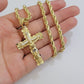 Real 10k Gold Rope Chain Jesus Cross Charm SET 4mm 22'' Necklace & Pendant Men's