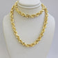 Real 14k Rope Chain Necklace 22 inch 7mm Diamond Cut Mens 14kt Yellow Gold SOLID