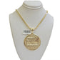 10k Yellow Gold Necklace 22" Franco Chain & Last Supper Charm Pendant SET REAL