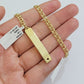 Kids 10k Yellow Gold Chino Bracelet ID Name Plate 5 Inch 4mm SOLID LINK REAL