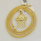 Real 10k Gold Basketball Charm & Franco Chain SET 10kt 2.5mm Franco Necklace 22"