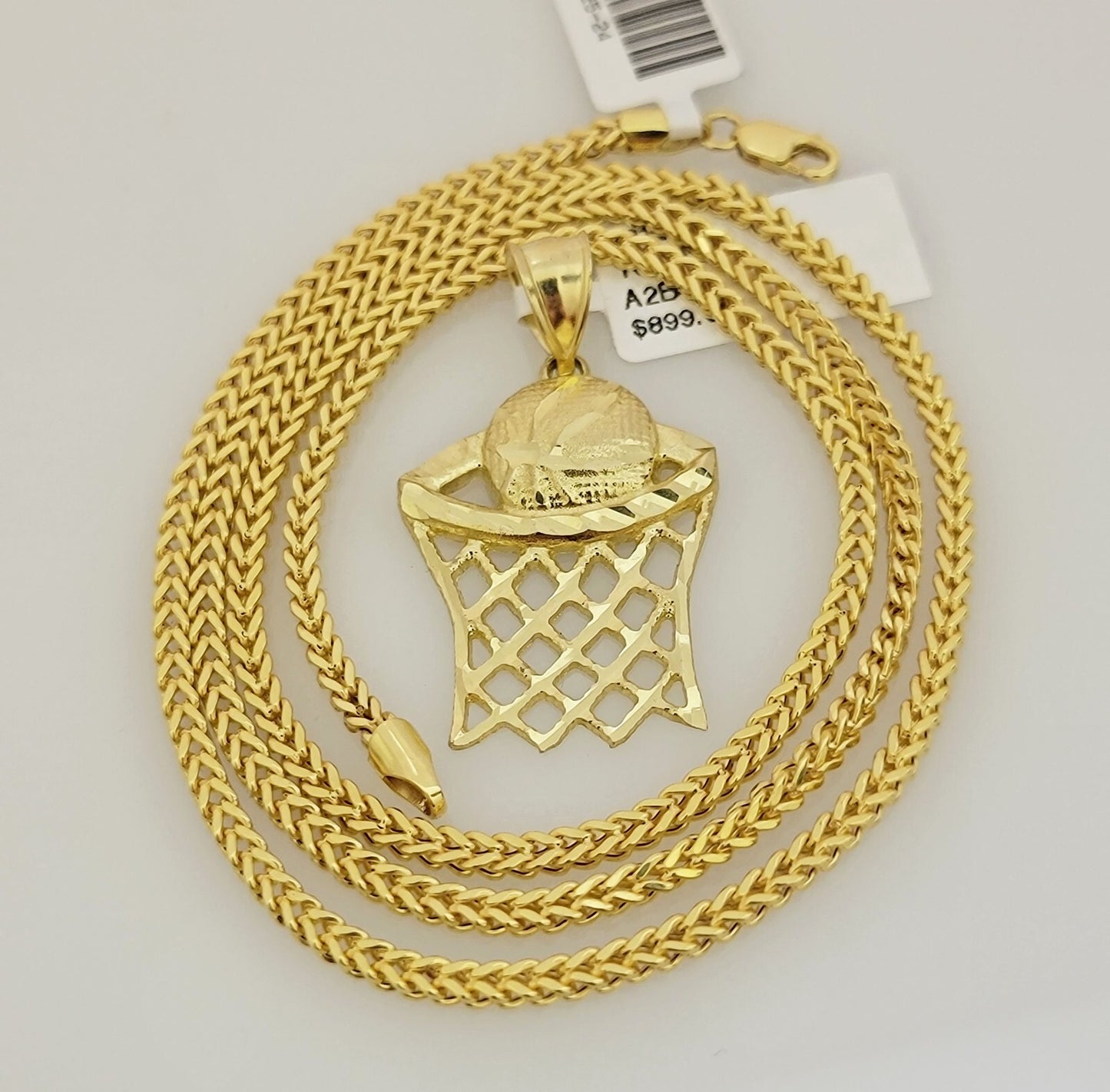 Real 10k Gold Basketball Charm & Franco Chain SET 10kt 2.5mm Franco Necklace 22"
