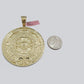 Real 14K Yellow Gold Aztec Calendar Charm Solid Pendant For Chain 14KT Necklace