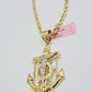 REAL 14k Gold Rope Necklace Anchor Charm Pendant SET SOLID 4mm 24 Inch Necklace