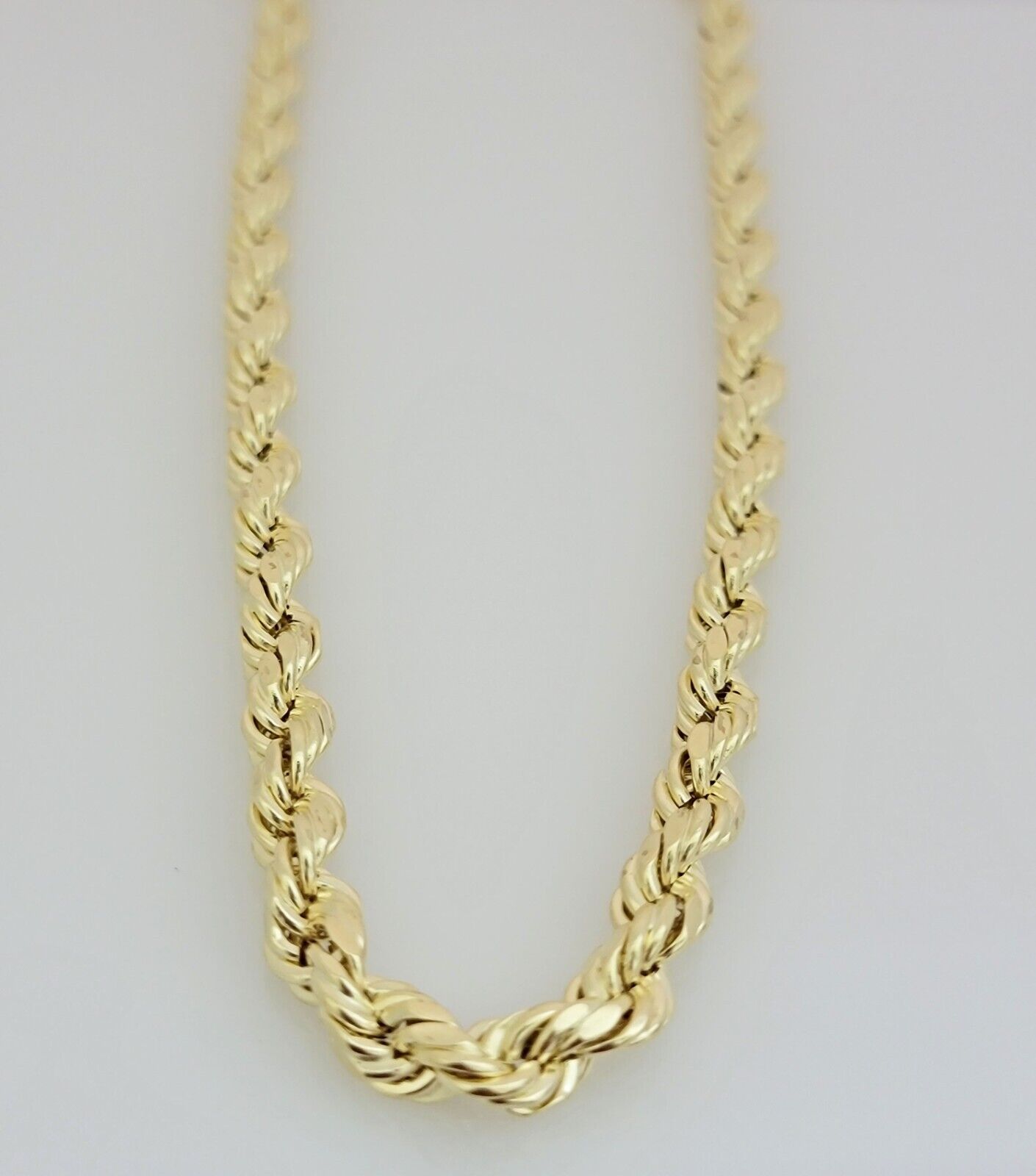 10K Yellow Gold Rope Chain Necklace 7mm 22 Inch REAL 10kt Diamond Cuts For Mens