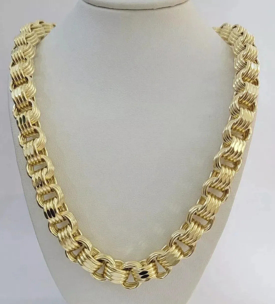 Real 10k Gold Necklace Byzantine Box Chain 12mm 26 Inch For Mens 10kt Alexandria
