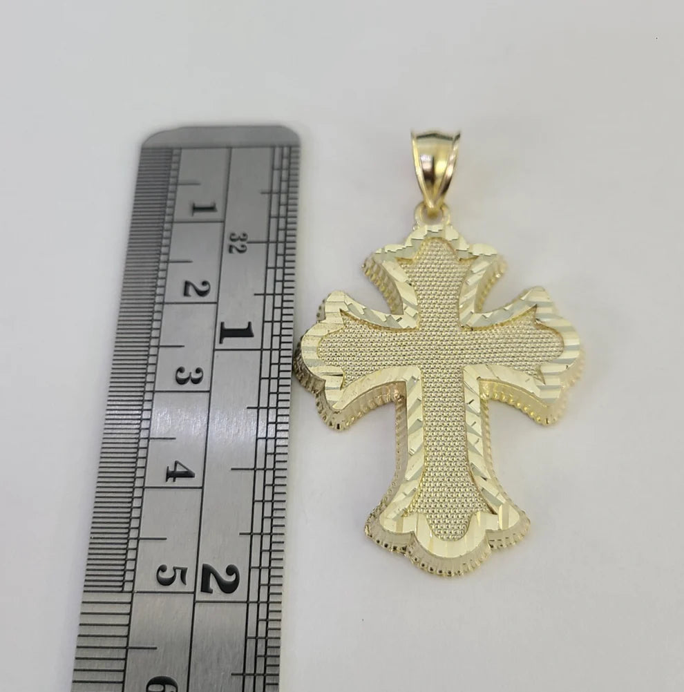 10k Jesus Roman Cross Charm Pendant Religious REAL 10Kt Yellow Gold