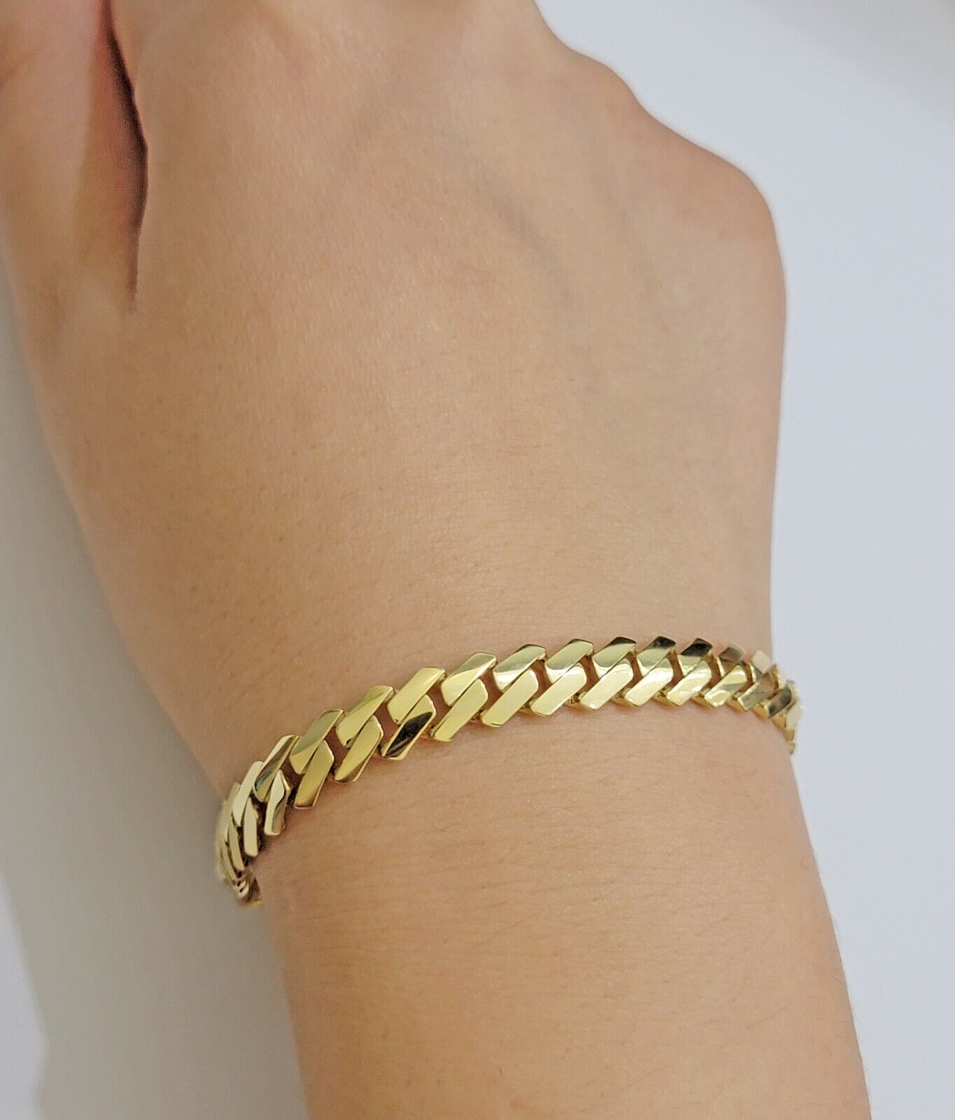 10k Yellow Gold Bracelet Ladies 7.25 Inch Royal Monaco Cuban Link 7mm For Women