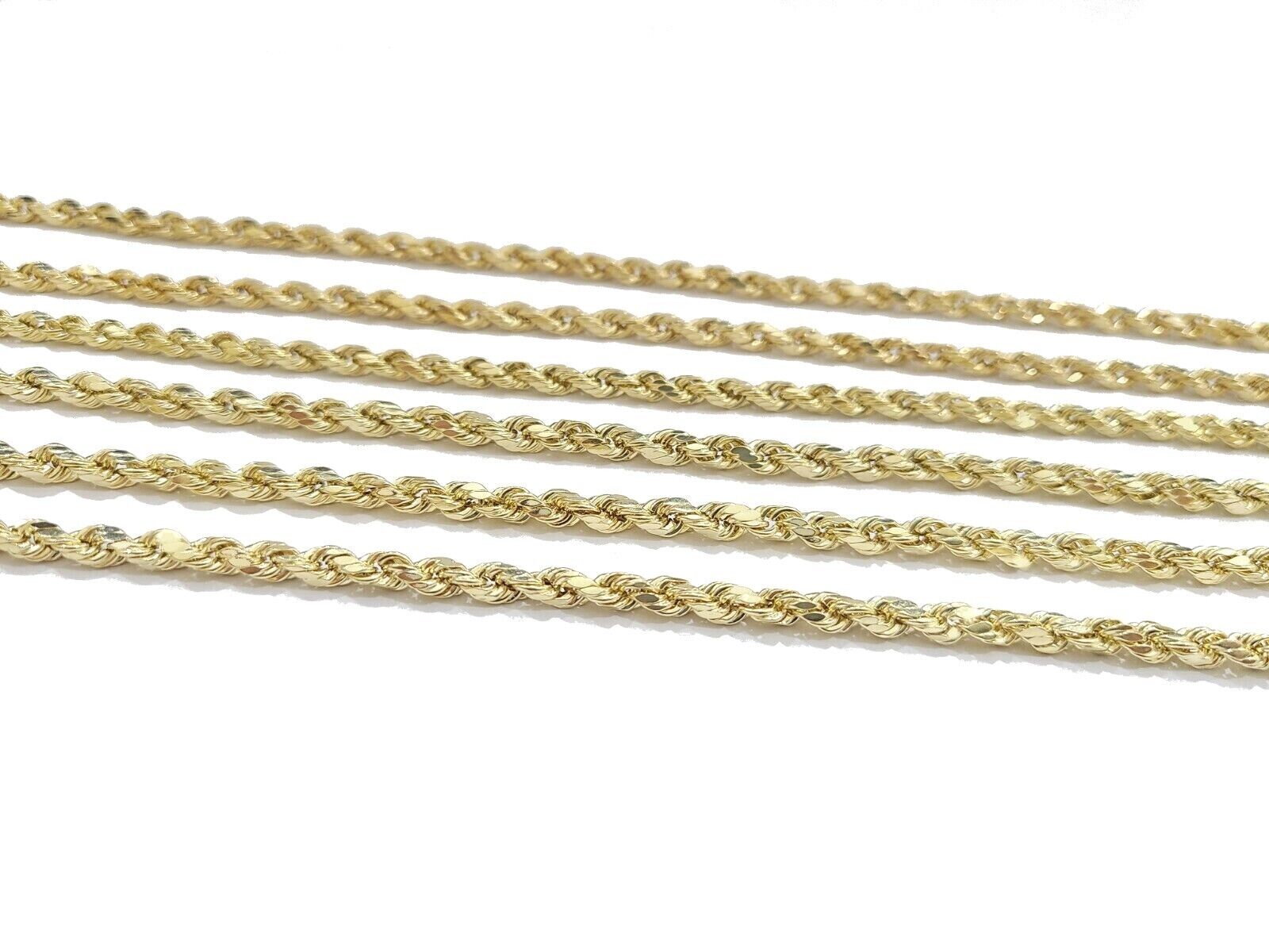 Real 10K Yellow Gold Rope Chain 4mm Necklace 16-30'' Inches Lobster Lock 10kt