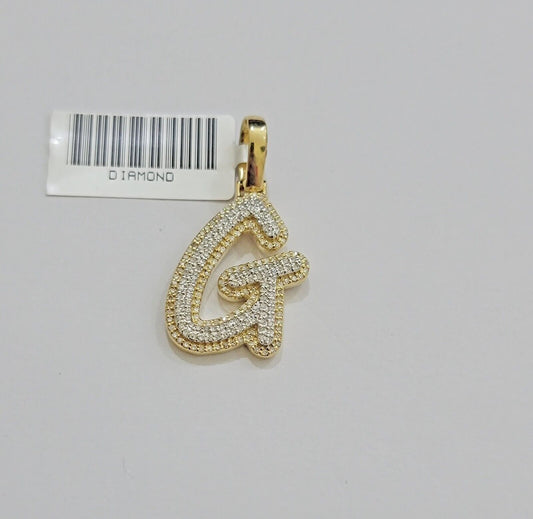 Real 10k Yellow Gold G Charm Pendant Letter Initial With Diamonds For Mens