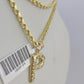 10k Gold Initial P Charm Rope Chain 16"-26" 2.5mm SET Necklace Alphabet Pendant