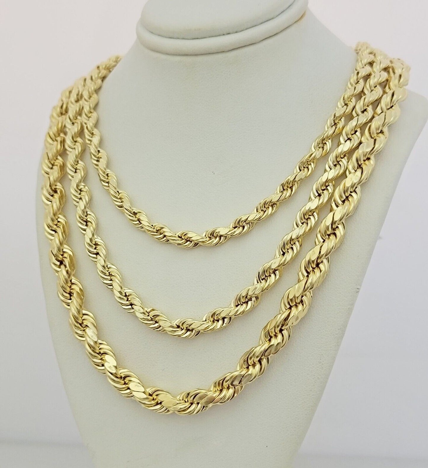 Real 10k Gold Rope Chain Necklace 6mm 7mm 8mm 20" -30 Inch Hollow 10kt For Male