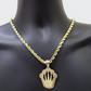 10k Yellow Gold Crown Charm Rope Chain 7mm 22'' Necklace Pendant 10kt Real SALE