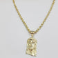 Real 10k Gold Rope Chain & Jesus Face Charm Pendant SET 5mm 18-28 inch Necklace