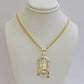 REAL 10k Gold Chain Necklace Charm Pendant SET, 5mm Miami Cuban Link, Jesus Head