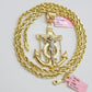 REAL 14k Gold Rope Necklace Anchor Charm Pendant SET SOLID 4mm 24 Inch Necklace