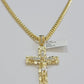 Real 10k Gold Cross Pendant Necklace 24 Inch SET Chain 5mm Miami Cuban Link 10KT