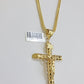 REAL 10k Yellow Gold Franco Necklace Cross Pendant Chain 24 Inch &Jesus Crucifix