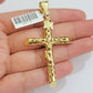 REAL 10k Gold Cross Pendant Franco Chain Necklace 20" - 26 Inch & Jesus Crucifix