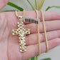 Real 10k Gold Franco Chain Cross Charm SET 20 Inch 2mm Necklace Jesus Pendant