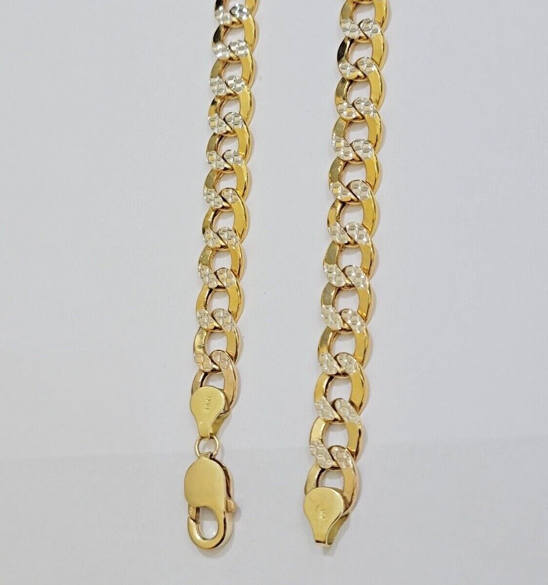 Real 10k Yellow Gold Chain Curb Link Necklace 10mm 18-30 Inch Diamond Cuts