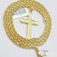 10k Gold Rope Chain Cross pendant Set 3mm 26 Inch Necklace & Charm REAL 10kt