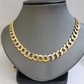 Real 10k Yellow Gold Chain Curb Link Necklace 10mm 28 Inch Diamond Cut Two-tone