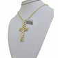 Real 10k Gold Franco Chain Cross Charm SET 20 Inch 2mm Necklace Jesus Pendant