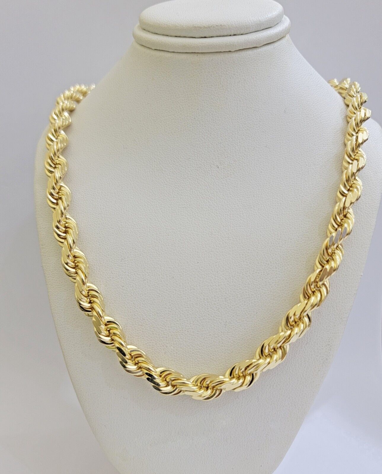 Real 14k Gold Rope Chain Necklace 8mm SOLID 18 Inch- 30 Inch DIamond cuts 14 KT