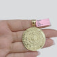 Real 14K Yellow Gold Aztec Calendar Charm Solid Pendant For Chain 14KT Necklace