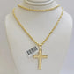 10k Gold Rope Chain Cross pendant Set 3mm 26 Inch Necklace & Charm REAL 10kt