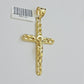 Real 10k Yellow Gold Cross charm Hollow Jesus Pendant 2.2 Inch For Mens 10KT /AS