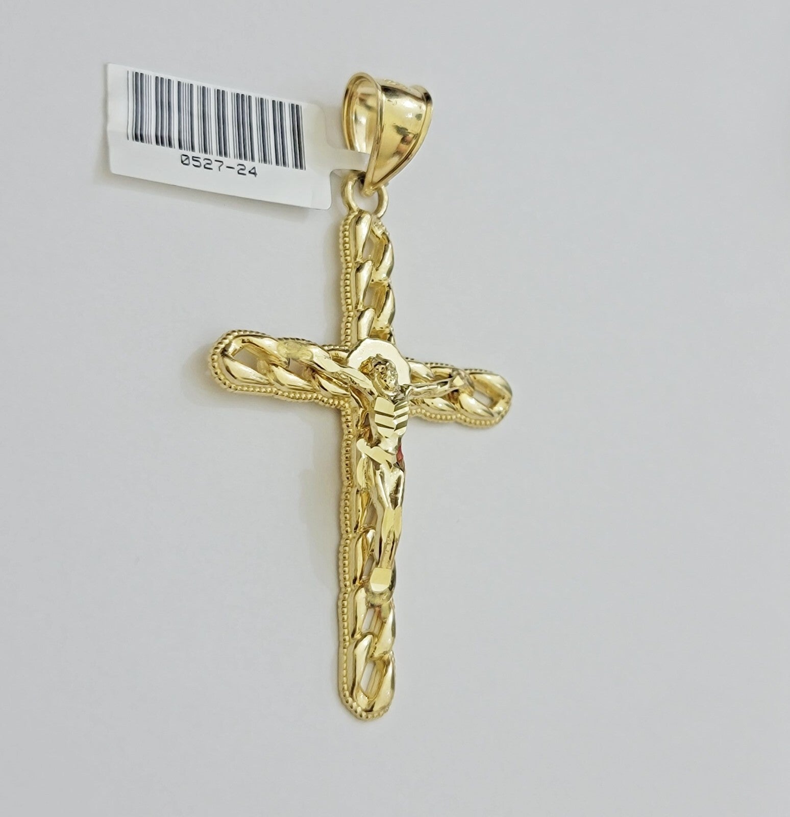Real 10k Yellow Gold Cross charm Hollow Jesus Pendant 2.2 Inch For Mens 10KT /AS