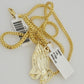 Real 10k Gold Franco Chain Praying Hand Charm pendant Set 2.5mm Necklace 22 Inch