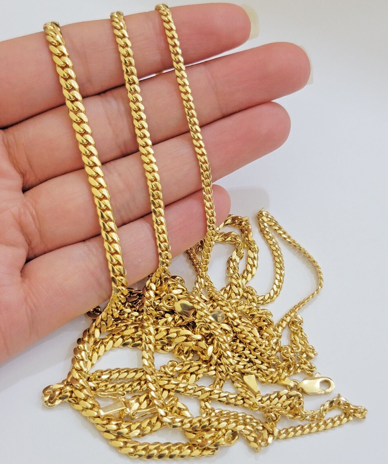 Solid 18k Gold Chain Necklace Miami Cuban Link 2.5mm-4mm 18"-26 Inch Real 18kt