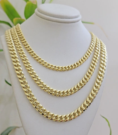 Real 10k Gold Chain Necklace Miami Cuban Link 7mm 20 - 30 Inch Men 10KT Box Lock