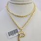 10k Gold Initial P Charm Rope Chain 16"-26" 2.5mm SET Necklace Alphabet Pendant