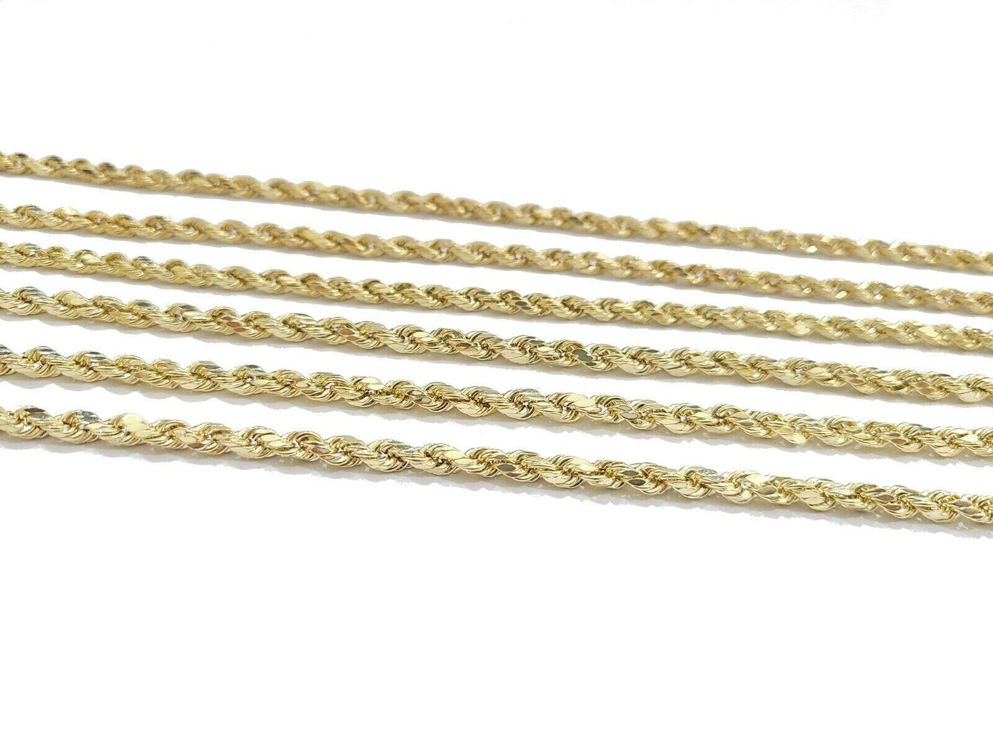 Real 14k Yellow Gold Rope Chain Necklace 4mm 18-30 Inch Diamond Cut 14kt SALE