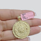 Real 14K Yellow Gold Aztec Calendar Charm Solid Pendant For Chain 14KT Necklace