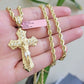 REAL 14k Gold Rope Necklace Cross Charm Pendant SET SOLID 4mm 20" Choker Chain