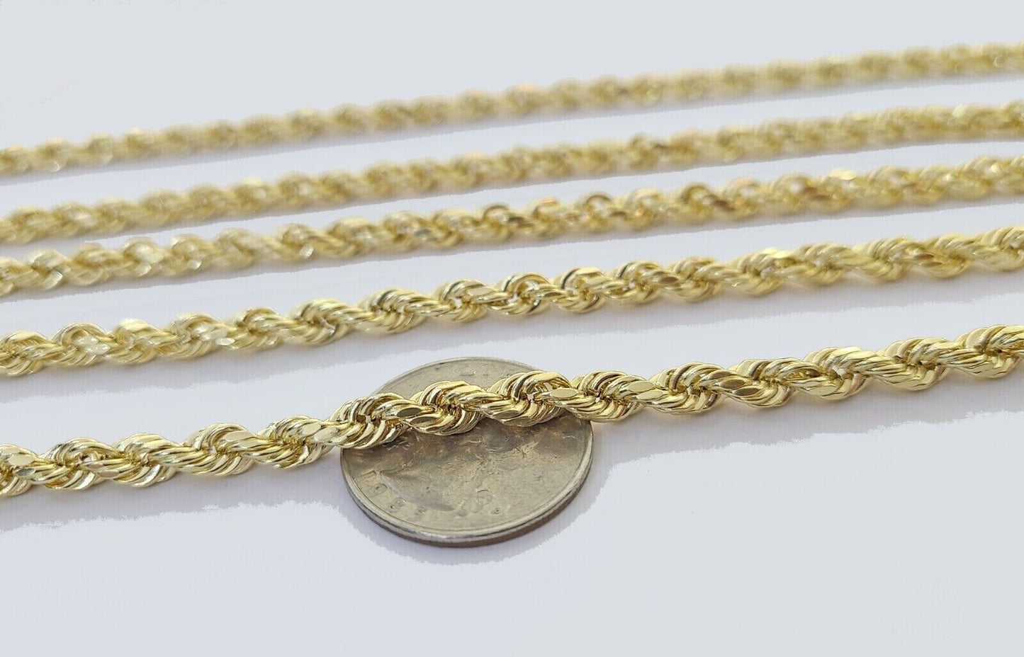 Real 14k Yellow Gold Rope Chain Necklace 4mm 18-30 Inch Diamond Cut 14kt SALE