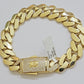 Real 10k Gold Bracelet Mens 9 inch 15mm Royal Cuban Link 10kt Yellow Gd CZ Lock