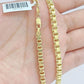 Real 10K Yellow Gold Box Byzantine Chain 4mm Necklace 18-30'' Inch Lobster Lock