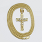 Real 10k Gold Cross Pendant Necklace 24 Inch SET Chain 5mm Miami Cuban Link 10KT