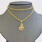 Real 10k Yellow Gold Rope Chain Charm Jesus Head Pendant SET 3mm Necklace